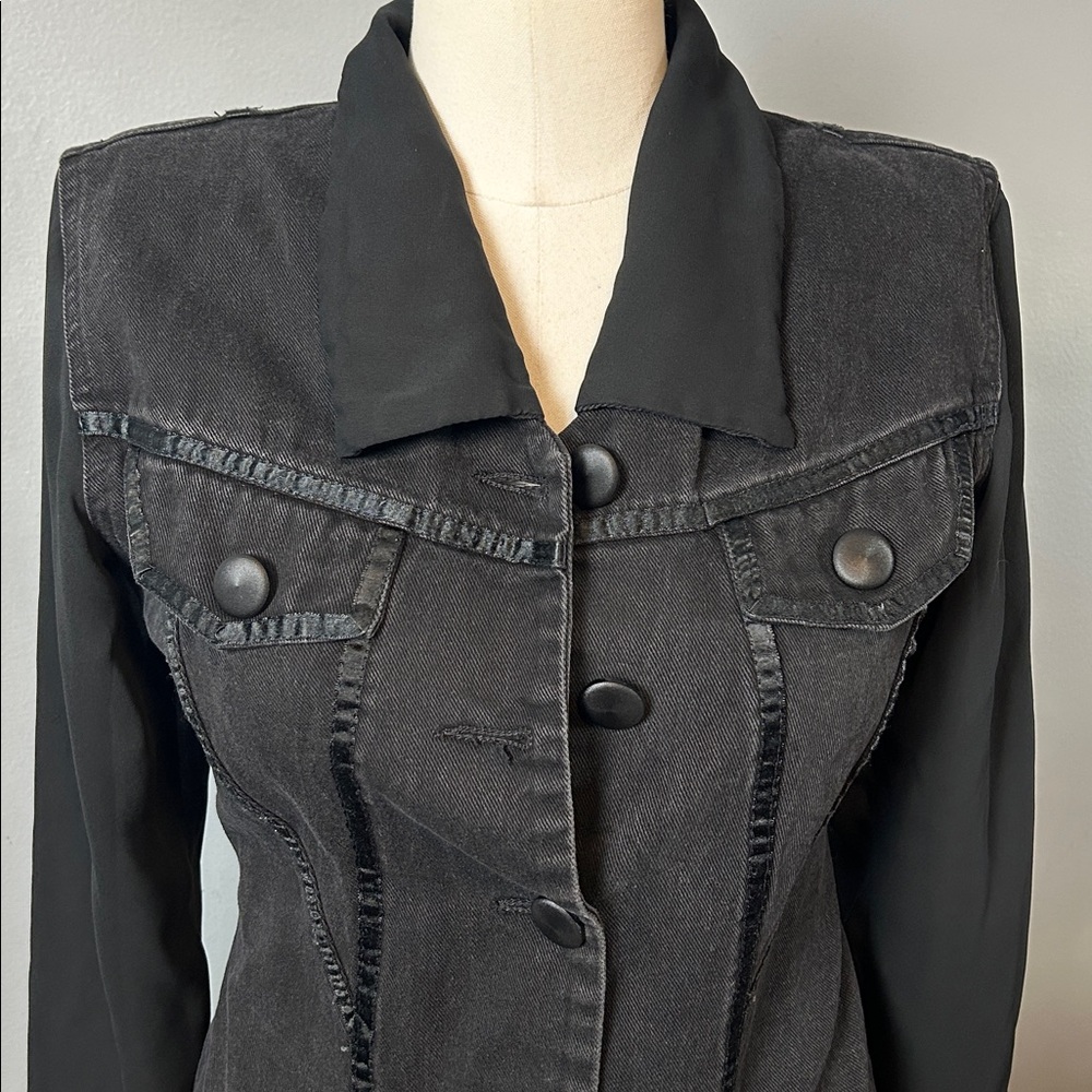 Vintage Cignal Women's Black Denim Jacket size small - Picture 10 of 14